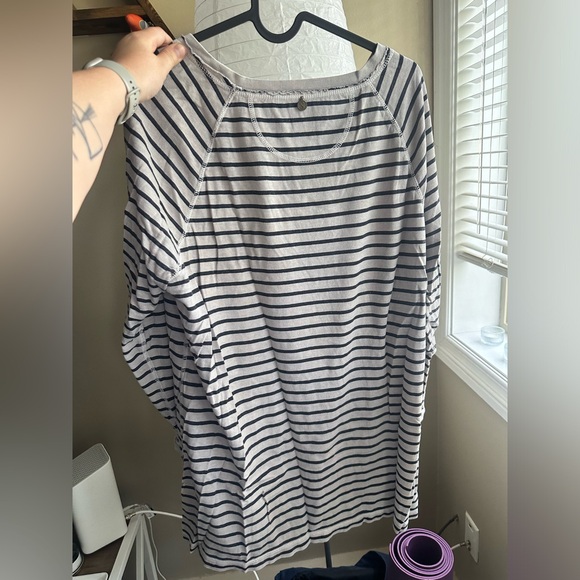 Soft Surroundings Striped Long Sleeve Cotton/Linen Top - Picture 6 of 6